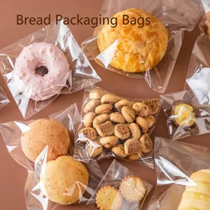 Bolsas de plástico autoadhesivas transparentes para envasar pan, galletas y bollería.