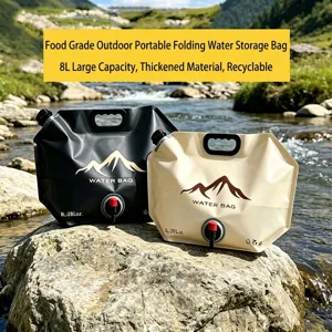 Foldable Outdoor Water Storage Bag Food Grade PE Portable Water Container With Handle Faucet For Camping Hiking Picnic Nature Travel