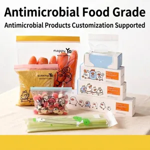 Food Grade PE Double Zipper Sealed Fresh Keeping Bag Cartoon Duck Transparent Freezer Storage Bag For Kitchen Sandwich Packaging