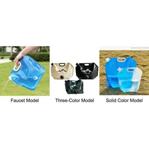 Portable food-grade collapsible water bag with handle and tap for outdoor camping