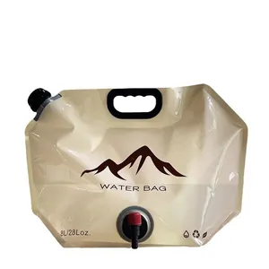 Portable 8L foldable water storage bag for outdoor camping featuring a convenient tap and handle