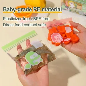 Sacchetti Per Alimenti Per Neonati In PE Alimentare Con Doppia Chiusura A Zip Ermetica Motivo A Pinguino Per Snack Per Neonati Latte Materno Etichetta Con Data Scrivibile