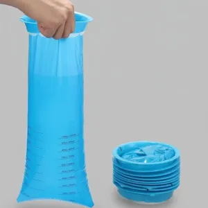 Disposable blue emesis bag with 1000ml capacity scale for travel and motion sickness relief