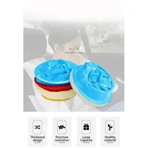 Disposable blue vomit bags for car motion sickness travel and emergency relief needs