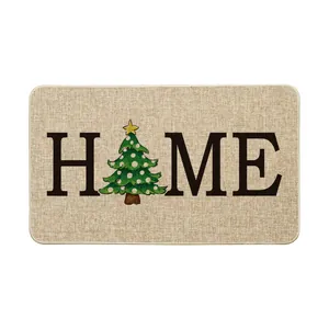 Alfombrilla de Suelo de Tierra de Diatomeas Antideslizante Alfombra de Cocina Absorbente Textura Lino Estampado Entrada Baño Alfombra Decorativa