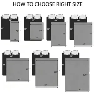 Waterproof pet mat size guide for beds and sofas, showing various dimensions in inches.