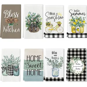 Farmhouse Microfiber Kitchen Towels Set Absorbent Tea Towels For Dishes Cleaning Home Sweet Home Printed Hand Towels