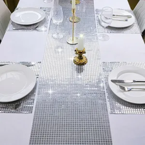 Runner da tavola a specchio disco con design a paillettes per decoro feste