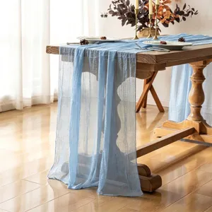 Boho Tischläufer Gaze Crasheffekt Halbtransparent Polyester Tischdecke Einfarbig Dekorativ Bankett Hochzeit Geburtstag Party Textilien