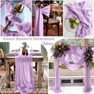 Elegante boheemse paarse gaas tafelloper voor bruiloft en feest decoratie ideeën