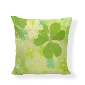 Green shamrock clover pattern decorative throw pillowcase for sofa home decor accent