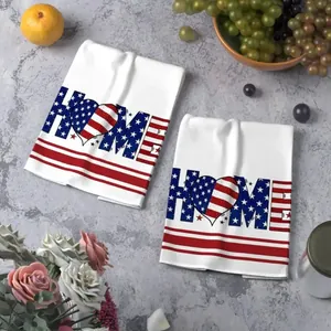Two-piece Independence Day patriotic microfiber kitchen towels with HOME print design.