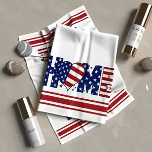 Microfiber hand towel with 4th of July Independence Day patriotic HOME flag print