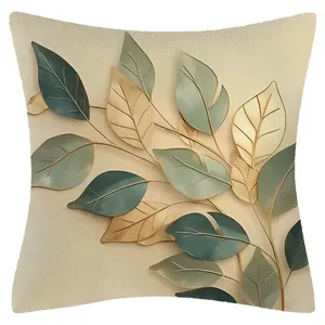 Modern leaf pattern pillow cover made of durable polyester for sofa and bedroom decor