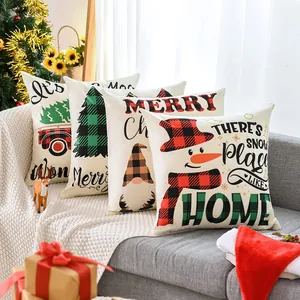 Nordisch Weihnachten Polyester Kissenbezug Rentier Schneeflocke Bedruckt Kissenhülle Büffelkaromuster Weihnachtsmann Dekokissen Für Wohnzimmer Sofa Zuhause Feiertag Dekoration