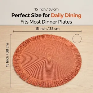 Στρογγυλό πλεκτό χάρτινο σουπλά με φούντες, ανθεκτικό στη θερμότητα χαλάκι
