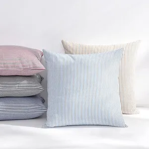 Modern Minimalist Cotton Linen Striped Throw Pillow Cover Plaid Grid Pattern Decorative Cushion Case For Sofa Bed Living Room Home Office Decor