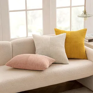Fodera Per Cuscino In Velluto A Coste Patchwork Minimalista Moderna Tinta Unita Decorativa Per Divano Soggiorno Letto