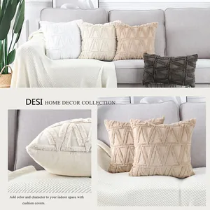 Fodera per Cuscino in Peluche a Triangolo Geometrico in Stile Nordic Ins Morbida Federa Decorativa per Divano Letto Casa