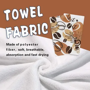 Detailed view of soft breathable polyester fiber towel fabric with coffee bean prints