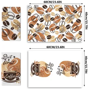 Absorbent microfiber kitchen hand towel with coffee print design dimensions 60x40 cm