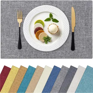 Set de Table Rectangulaire en Coton Lin Style Européen Double Couche Résistant à la Chaleur Texture Tissée Décoration de Table