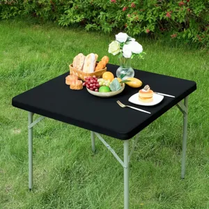 Moderne Minimalistische Tischdecke Aus Hochelastischem Polyester Einfarbig Staubdicht Elastischer Rand Stretch Tischbezug Für Outdoor Bankett