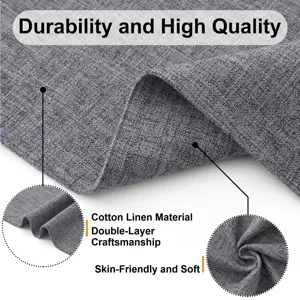 Gros plan de set de table en lin gris double couche montrant texture durable et douceur