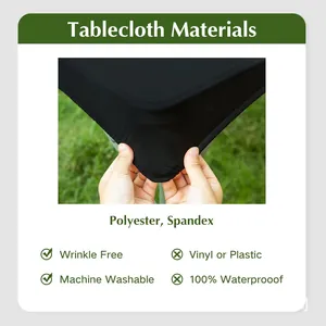 Schwarze dehnbare Tischdecke aus Polyester und Elasthan in der Nahaufnahme