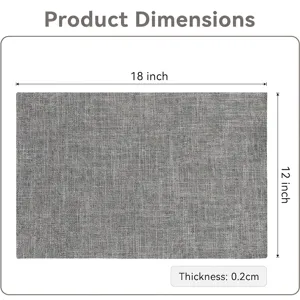 Set de table gris résistant à la chaleur indiquant les dimensions de 18 x 12 pouces.