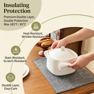 Set de table gris tissé résistant à la chaleur pour protéger la table