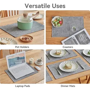 Sets de table tissés gris multifonctionnels présentés dans une scène de vie