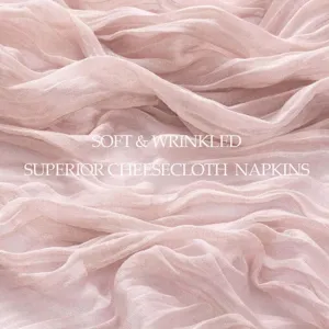 Soft wrinkled pink cheesecloth napkins for elegant wedding and party table decor