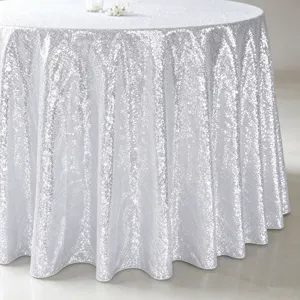 Eleganter silberner Pailletten-Rundtischdecke für Hochzeits- und Partydekoration