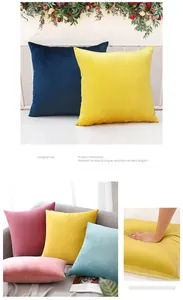 Soft velvet cushion covers in multiple colors shown on a sofa with texture detail
