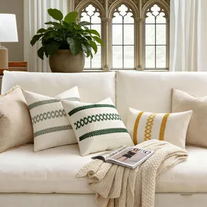 Bohemian Embroidered Geometric Cushion Cover Luxury Plush Throw Pillow Case For Sofa Bed Living Room Home Decor