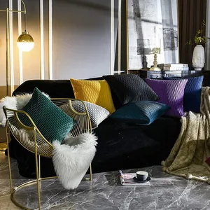 Luxury velvet pleated stripe cushion covers in multiple colors for sofa decor