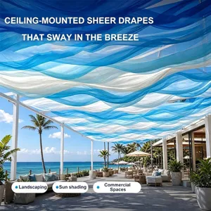 Polyester Plafond Draperie Chiffon Gordijnen Voor Bruiloft Feest Hotel Restaurant Decoratie Plat Golf Stijl Achtergrond Organza Panelen