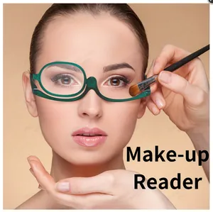 Detailansicht der drehbaren Make-up-Lesebrille für präzises Schminken der Augen.