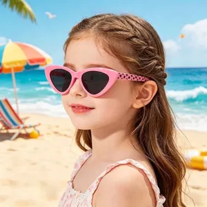 Fashion Cat Eye Triangle Kids Sunglasses For Boys Girls UV400 Protection PC Frame AC Lens Star Print Temples Streetwear Eyewear