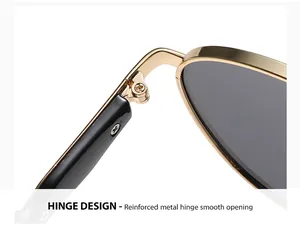 Detaillierte Nahaufnahme des verstärkten Metallscharnier-Designs einer runden Sonnenbrille