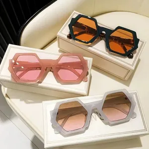 Trendy Geometric Polygon Sunglasses For Men Women Vintage Hexagonal Plastic Full Frame UV400 Protection Sun Glasses Party Outdoor