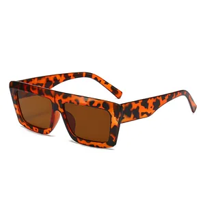 Retro-Sonnenbrille mit quadratischem Rahmen für Damen, Schildpattmuster und braune Gläser