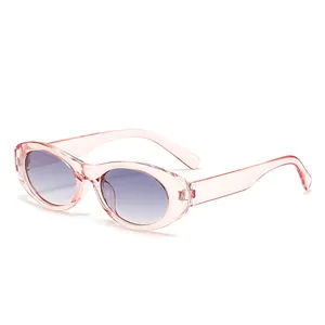 Modische rosa transparente ovale Sonnenbrille mit lila Verlaufsgläsern