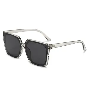 Stylische Oversize-Sonnenbrille mit transparentem grauem Rahmen und Gläsern