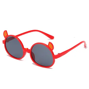 Cute red cat ear shaped sunglasses for kids providing high UV protection and style
