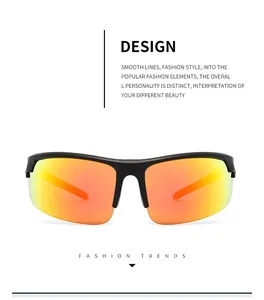Detailed front view of polarized sports sunglasses with orange gradient lenses