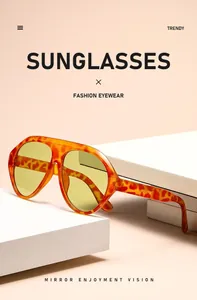 Oversized leopard print Y2K sunglasses with yellow lenses for trendy fashion style