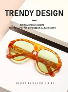 Macro detail of cyberpunk Y2K sunglasses with orange leopard frame and yellow lenses