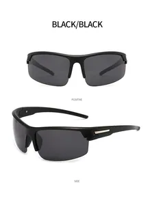 Front and side views of matte black sports cycling sunglasses with polarized lenses